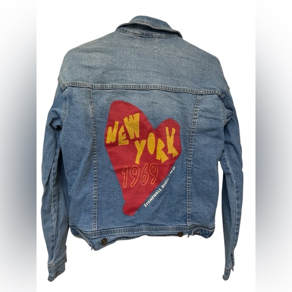 Take Pride New York 1969 Stonewall Riots Blue Denim Jacket Unisex - Picture 1 of 6